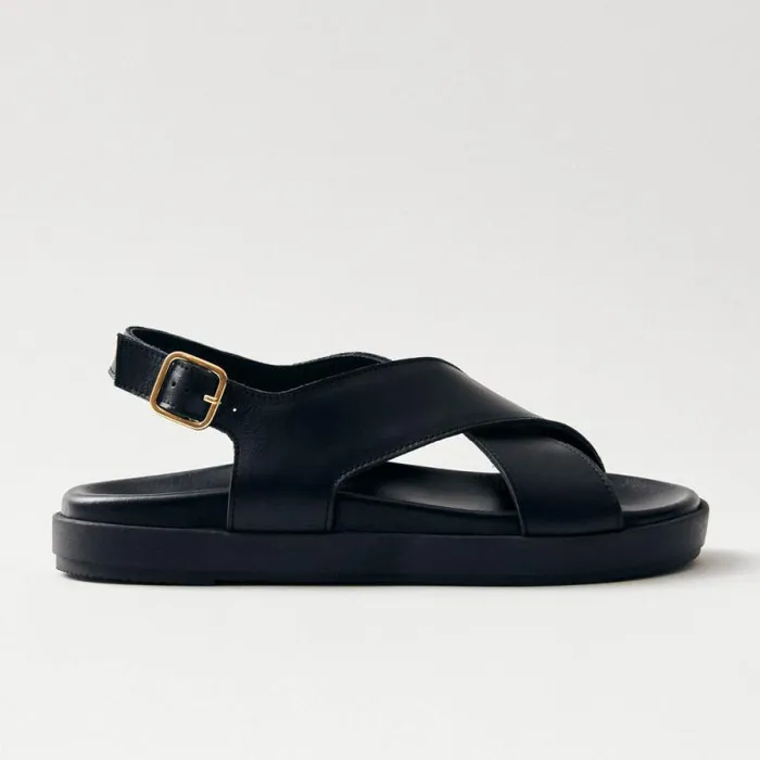 Nico Black Leather Sandals Women ALOHAS Sandals
