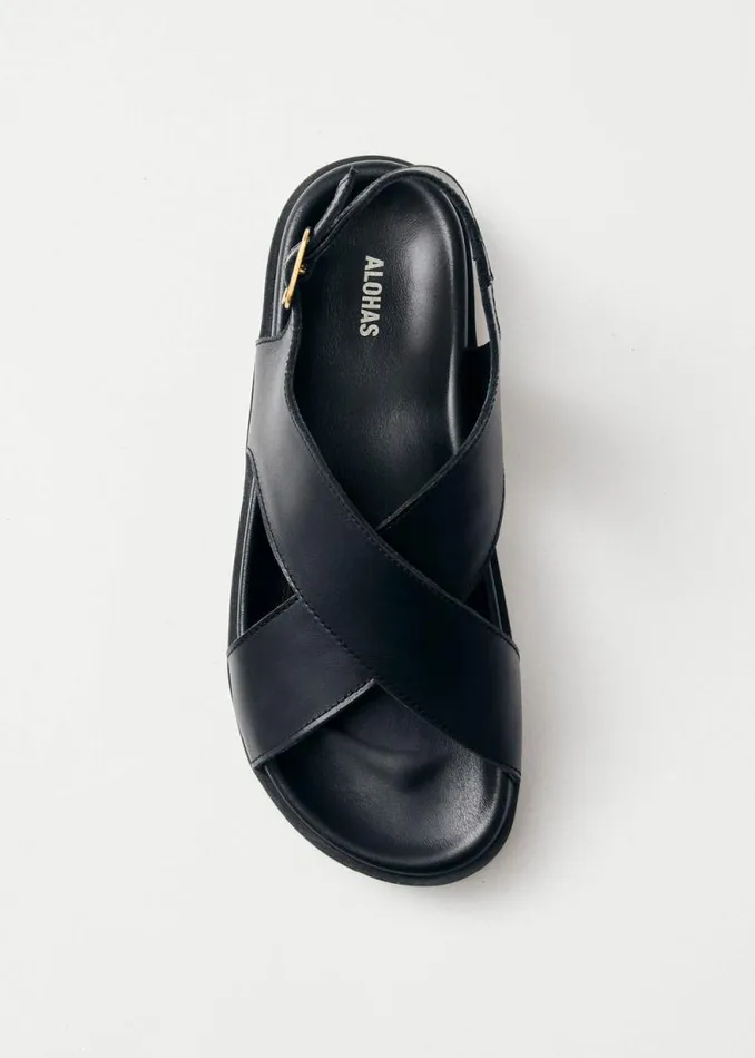 Nico Black Leather Sandals Women ALOHAS Sandals