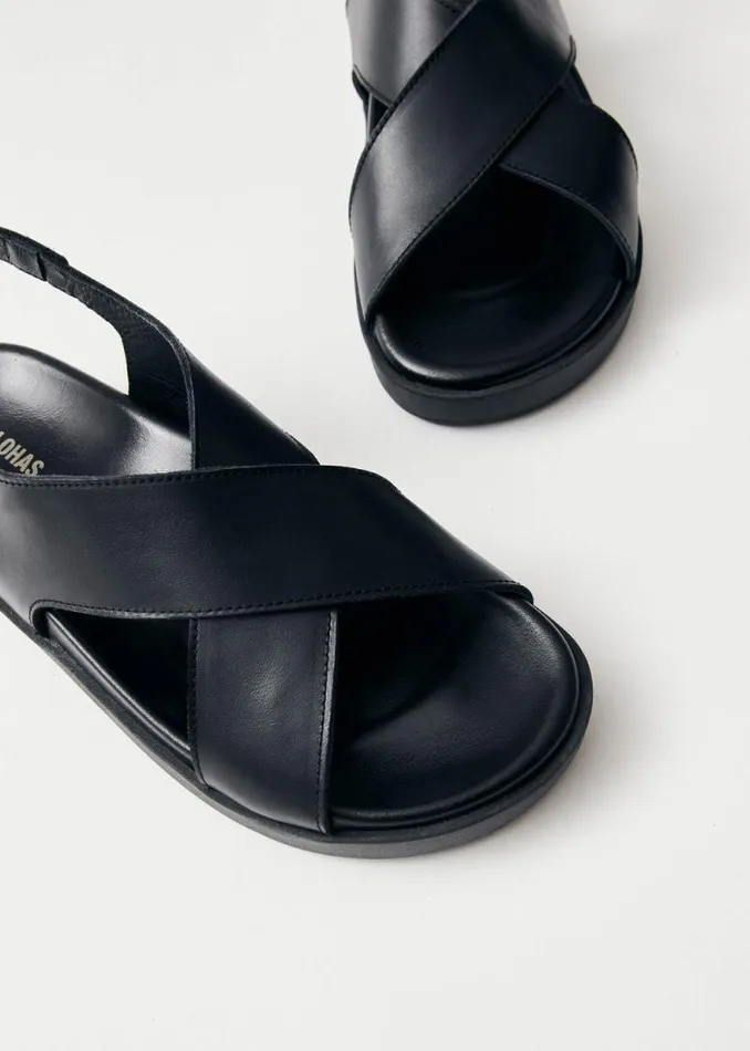 Nico Black Leather Sandals Women ALOHAS Sandals