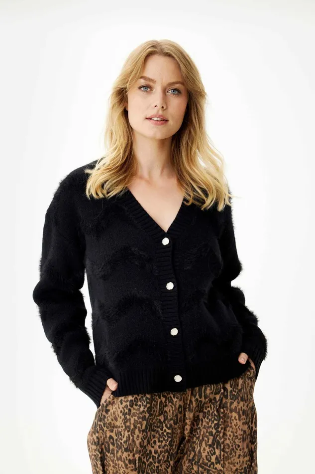 NICO CARDIGAN 16270 999 Black 999 Women IN FRONT CARDIGANS KNITS