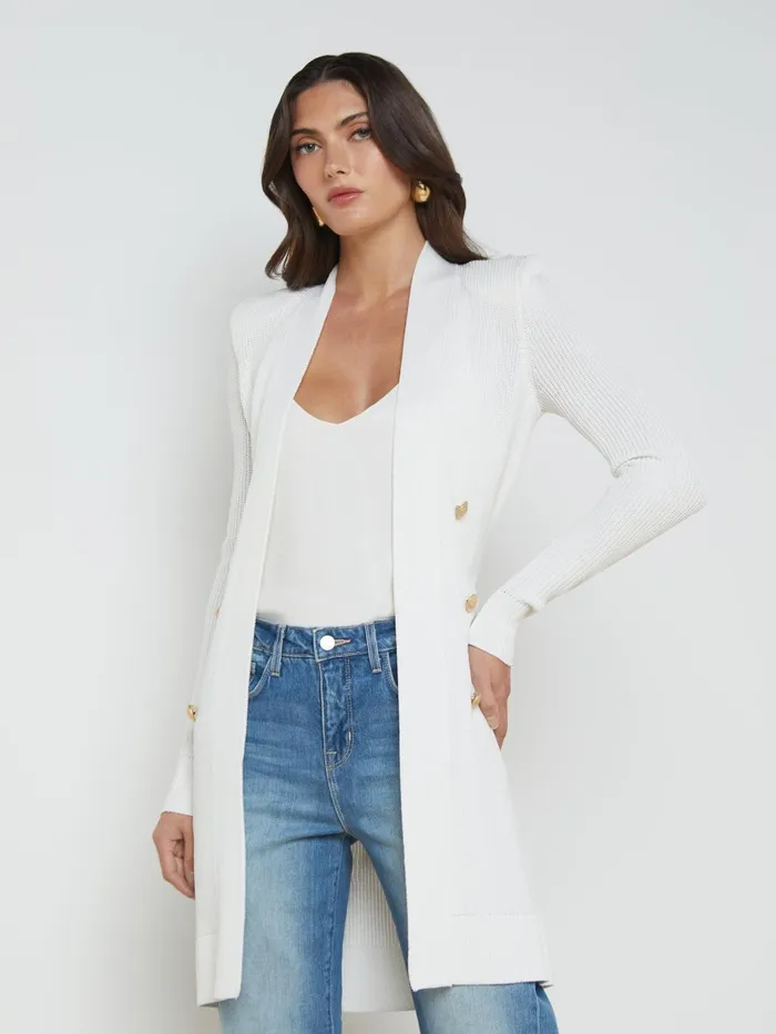 Noe DoubleBreasted Cardigan White Women L039Agence Knitwear