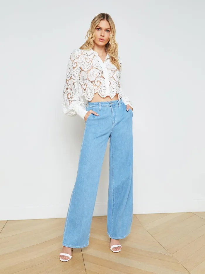 Odelia Lace Blouse White Women L039Agence Blouses and Tops Odelia Lace Blouse White Women L039Agence Blouses and Tops