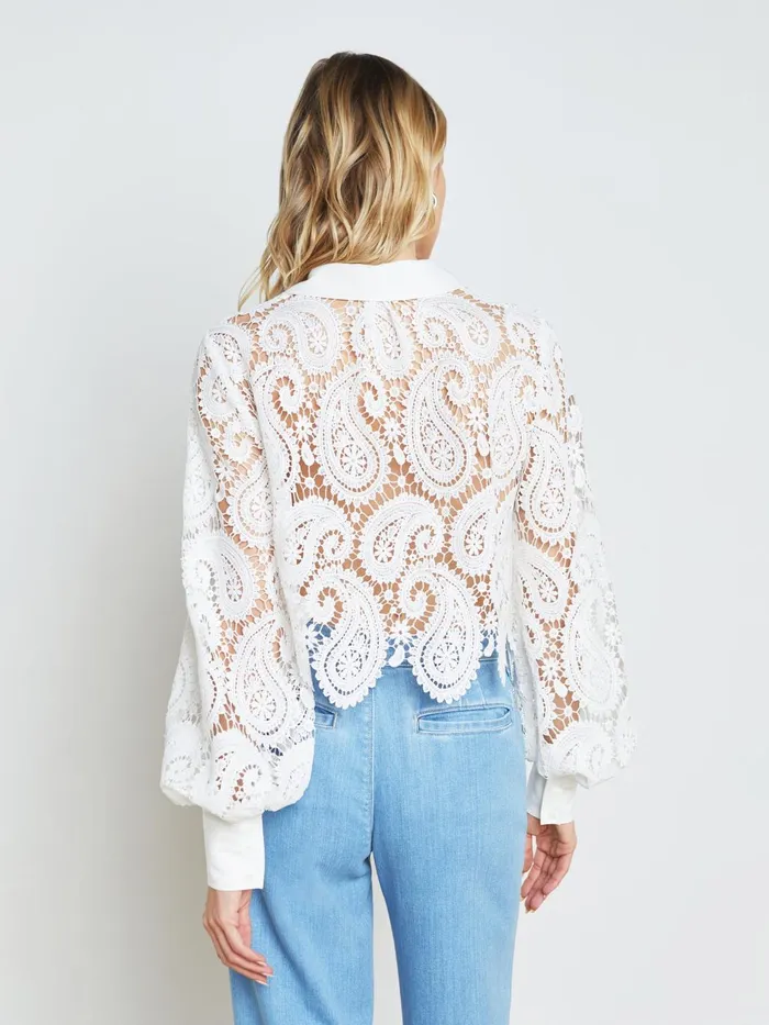 Odelia Lace Blouse White Women L039Agence Blouses and Tops Odelia Lace Blouse White Women L039Agence Blouses and Tops