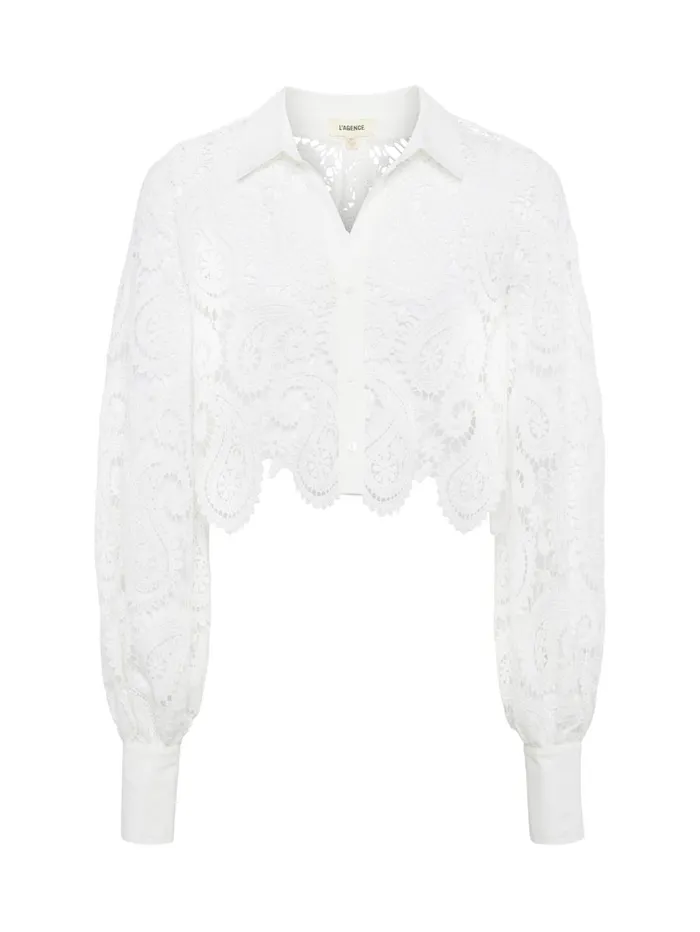 Odelia Lace Blouse White Women L039Agence Blouses and Tops Odelia Lace Blouse White Women L039Agence Blouses and Tops