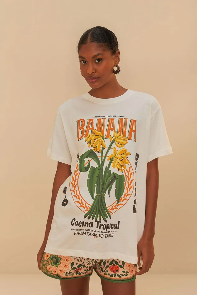 OffWhite Banana Cocina Relaxed TShirt Women FARM Rio Tshirts