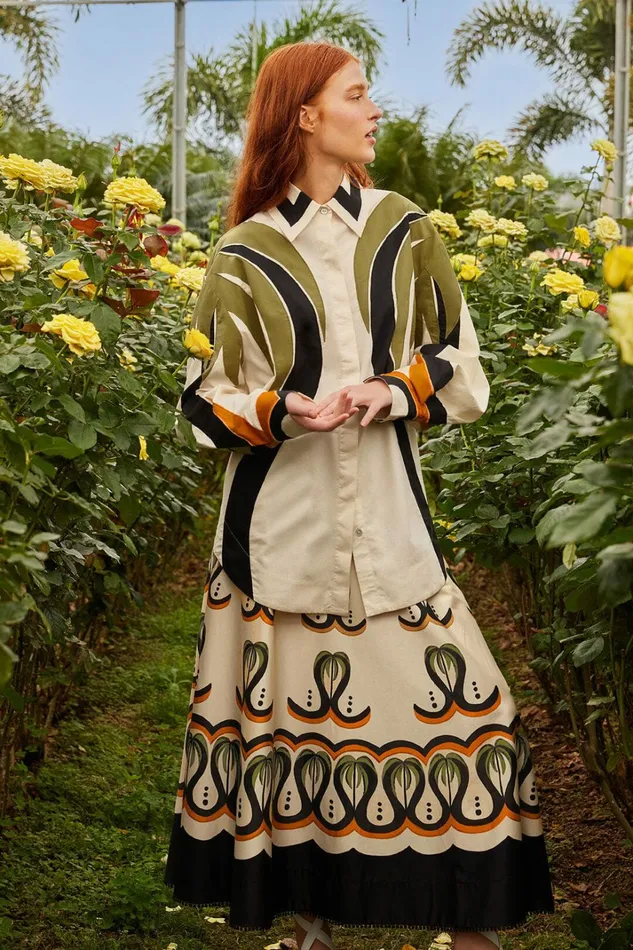 OffWhite Coconut Tree Flow Skirt Women FARM Rio Skirts