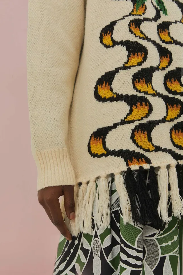OffWhite Copacabana Fringe Sweater Women FARM Rio Sweaters and Sweatshirts OffWhite Copacabana Fringe Sweater Women FARM Rio Sweaters and Sweatshirts