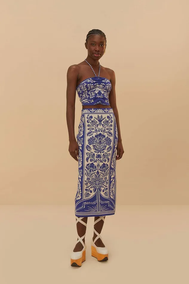 OffWhite Delicate Tapestry Knit Skirt Women FARM Rio Skirts OffWhite Delicate Tapestry Knit Skirt Women FARM Rio Skirts