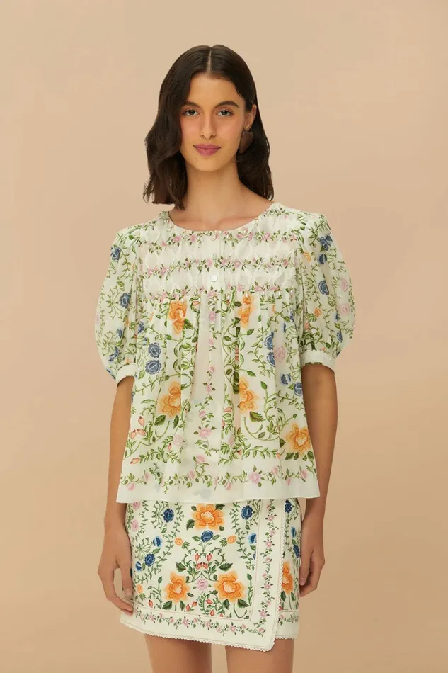 OffWhite Folk Floral Mini Skirt Women FARM Rio Skirts OffWhite Folk Floral Mini Skirt Women FARM Rio Skirts