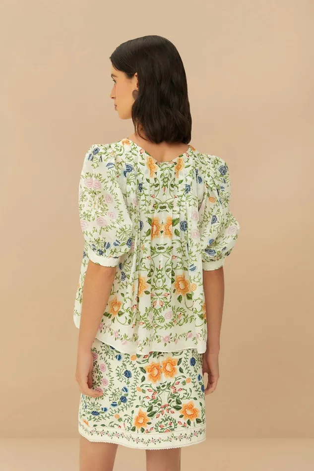 OffWhite Folk Floral Mini Skirt Women FARM Rio Skirts OffWhite Folk Floral Mini Skirt Women FARM Rio Skirts