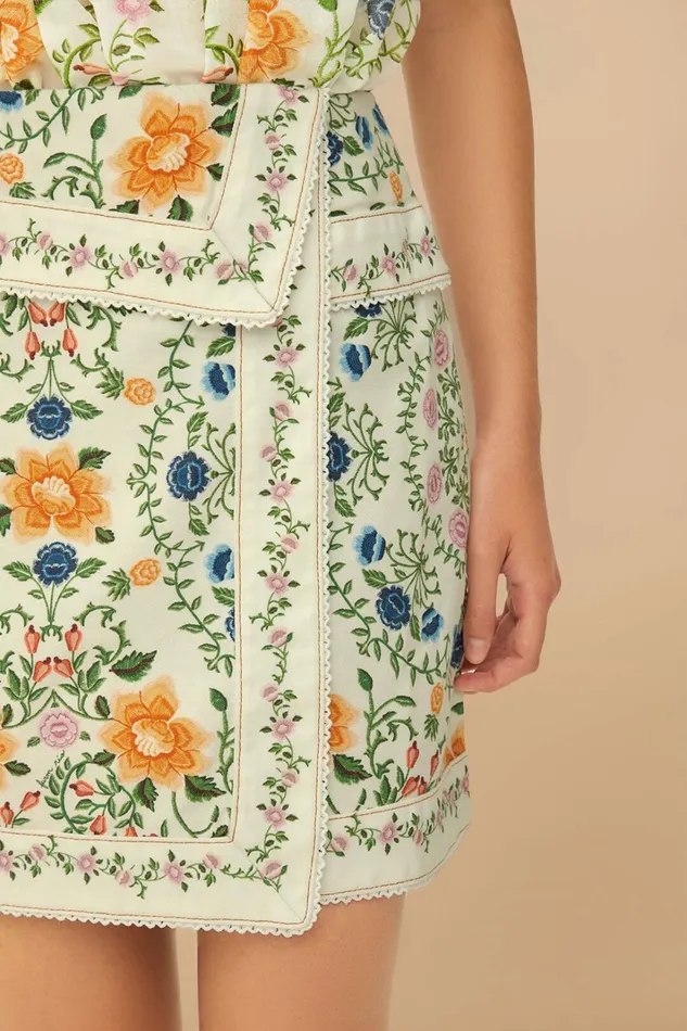 OffWhite Folk Floral Mini Skirt Women FARM Rio Skirts OffWhite Folk Floral Mini Skirt Women FARM Rio Skirts
