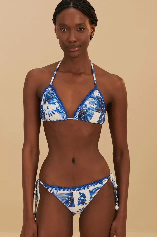 OffWhite Garden Tiles Triangle Bikini Top Women FARM Rio Bikinis OffWhite Garden Tiles Triangle Bikini Top Women FARM Rio Bikinis