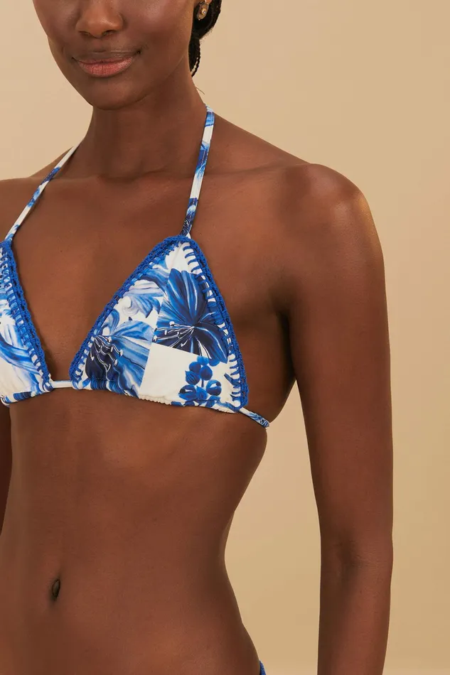 OffWhite Garden Tiles Triangle Bikini Top Women FARM Rio Bikinis OffWhite Garden Tiles Triangle Bikini Top Women FARM Rio Bikinis