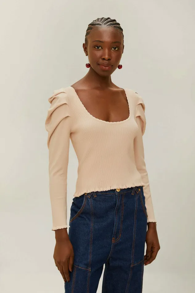 OffWhite Knit Corset Top Women FARM Rio Crop Tops