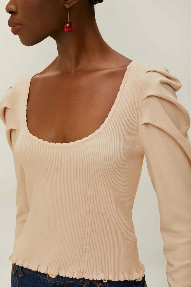 OffWhite Knit Corset Top Women FARM Rio Crop Tops OffWhite Knit Corset Top Women FARM Rio Crop Tops