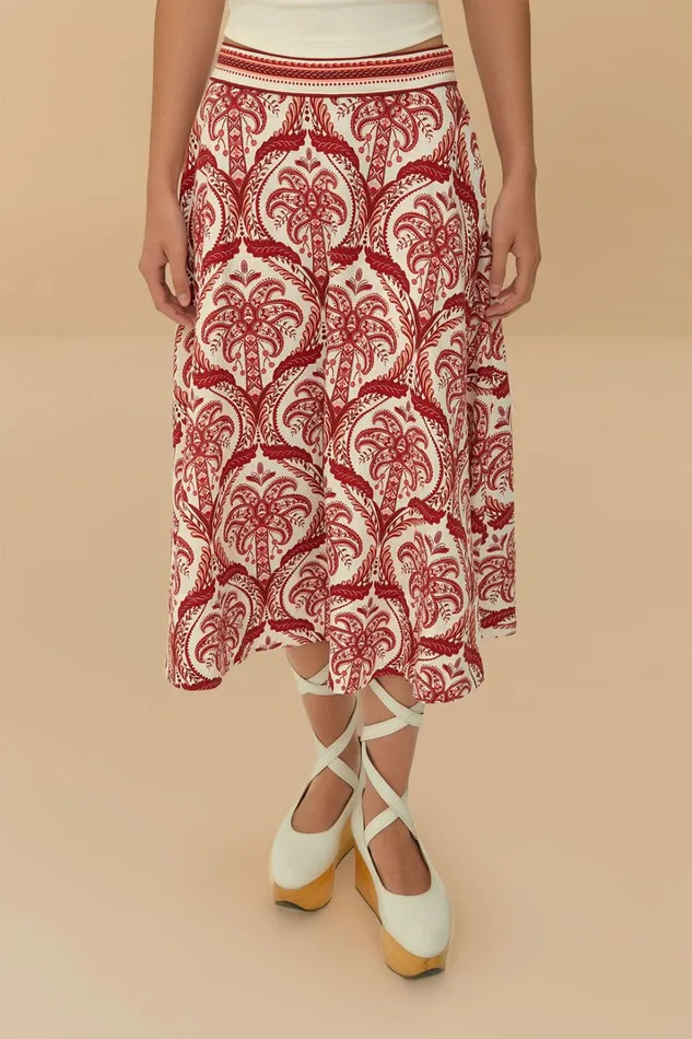 OffWhite Tropical Cameo Lenzing Ecovero Euroflax Midi Skirt Women FARM Rio Skirts OffWhite Tropical Cameo Lenzing Ecovero Euroflax Midi Skirt Women FARM Rio Skirts