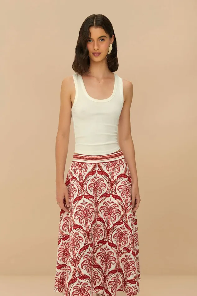 OffWhite Tropical Cameo Lenzing Ecovero Euroflax Midi Skirt Women FARM Rio Skirts OffWhite Tropical Cameo Lenzing Ecovero Euroflax Midi Skirt Women FARM Rio Skirts
