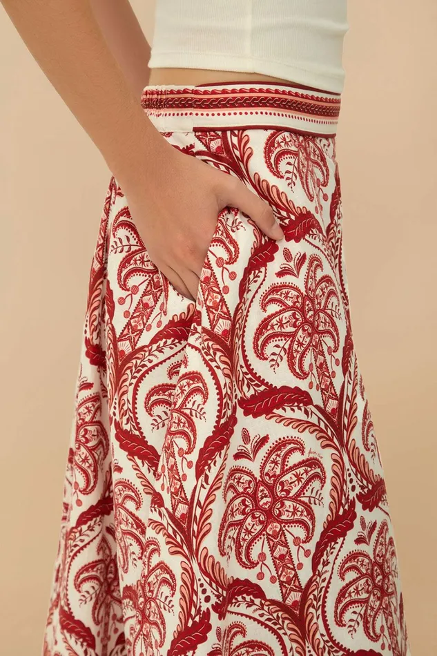 OffWhite Tropical Cameo Lenzing Ecovero Euroflax Midi Skirt Women FARM Rio Skirts OffWhite Tropical Cameo Lenzing Ecovero Euroflax Midi Skirt Women FARM Rio Skirts