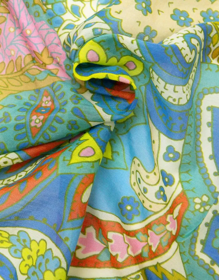 Oilily Scarfs and Hats Women Awesome Paisley Scarf Chewy Paisleybrunnera Blue Oilily Scarfs and Hats Women Awesome Paisley Scarf Chewy Paisleybrunnera Blue