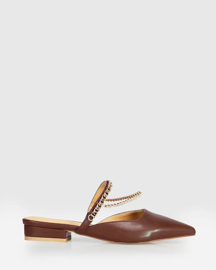 On The Go Leather Flat 8211 Chocolate Shoes Belle and Bloom Women