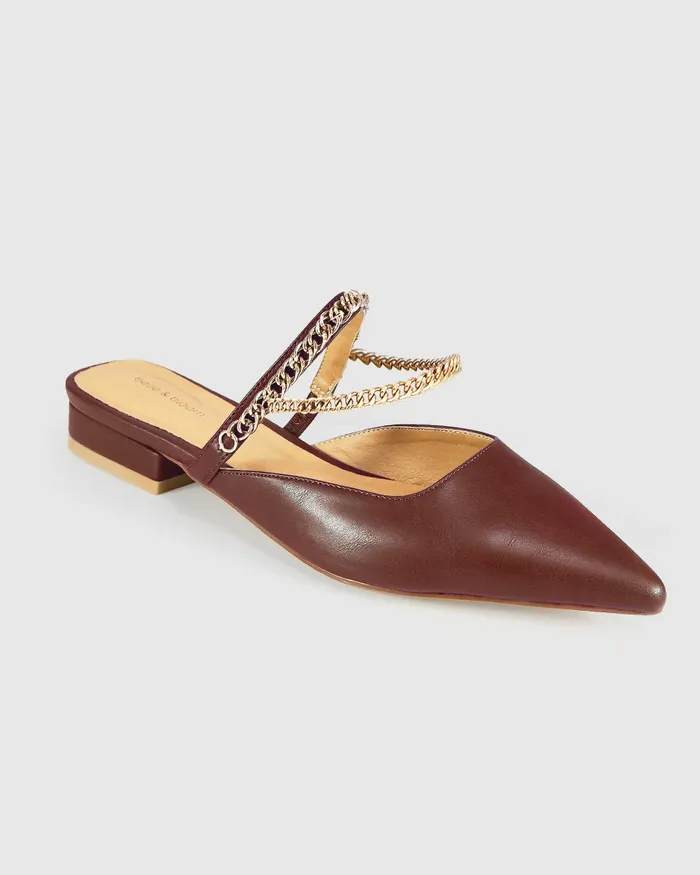 On The Go Leather Flat 8211 Chocolate Shoes Belle and Bloom Women