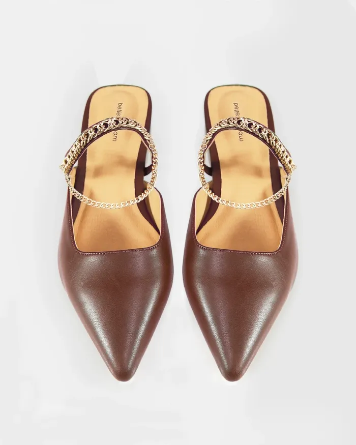 On The Go Leather Flat 8211 Chocolate Shoes Belle and Bloom Women