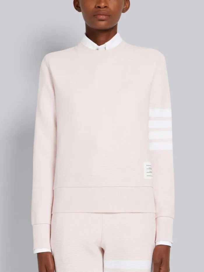 Ottoman Rib 4bar Crew Neck Sweatshirt Light Pink Women Thom Browne Sweats