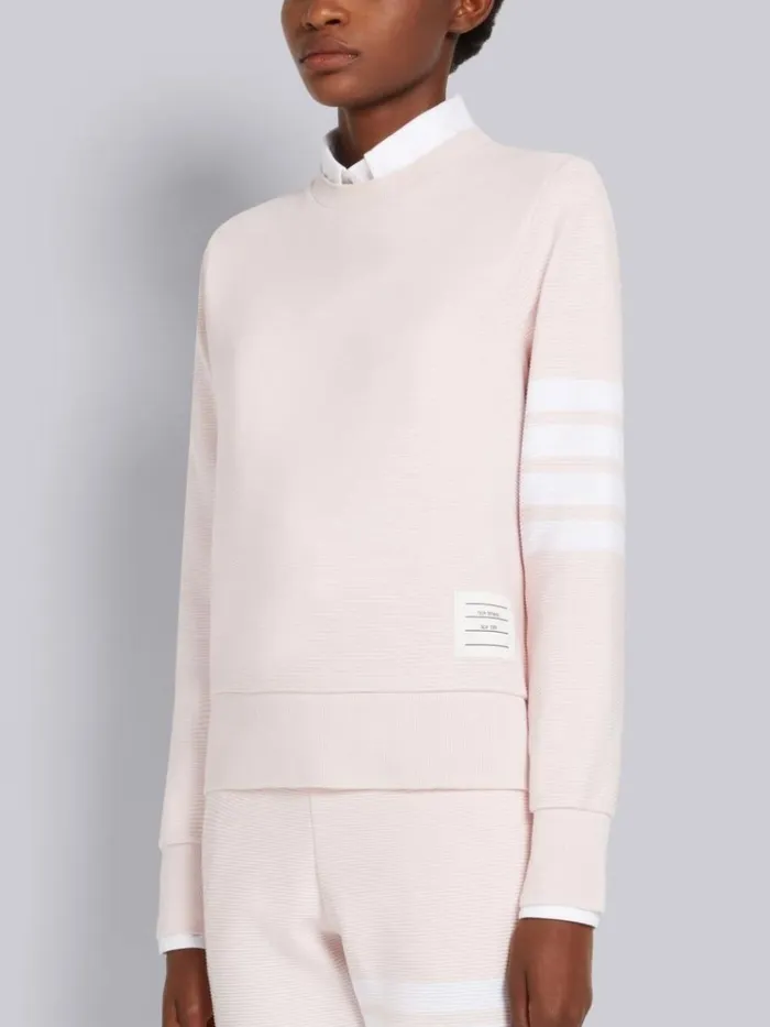 Ottoman Rib 4bar Crew Neck Sweatshirt Light Pink Women Thom Browne Sweats