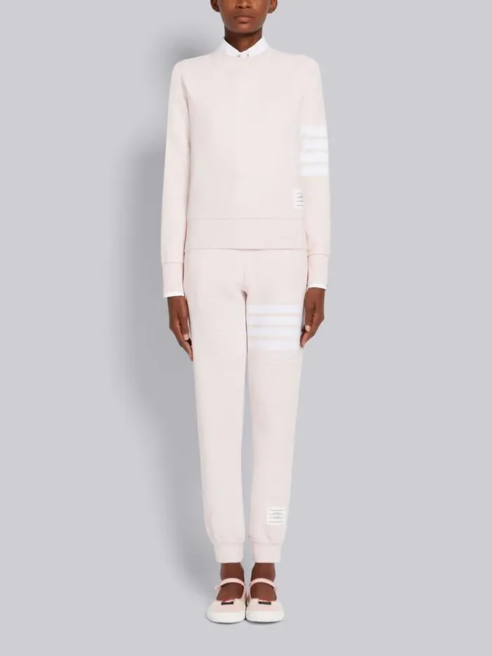 Ottoman Rib 4bar Crew Neck Sweatshirt Light Pink Women Thom Browne Sweats
