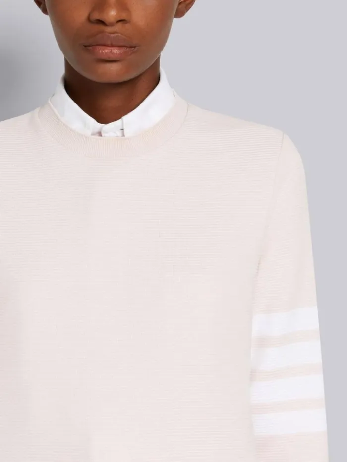 Ottoman Rib 4bar Crew Neck Sweatshirt Light Pink Women Thom Browne Sweats