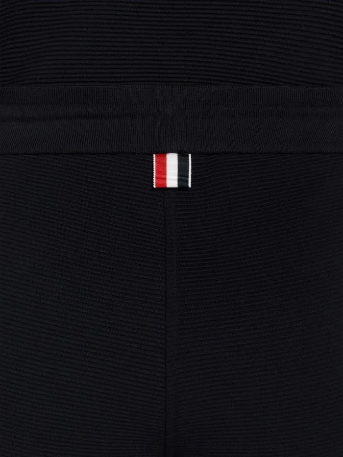 Ottoman Rib Stripe Hem Mid Thigh Short Navy Women Thom Browne Sweats