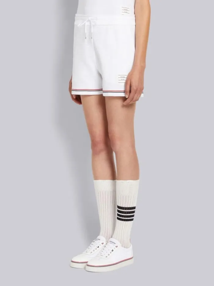 Ottoman Rib Stripe Hem Mid Thigh Short White Women Thom Browne Sweats