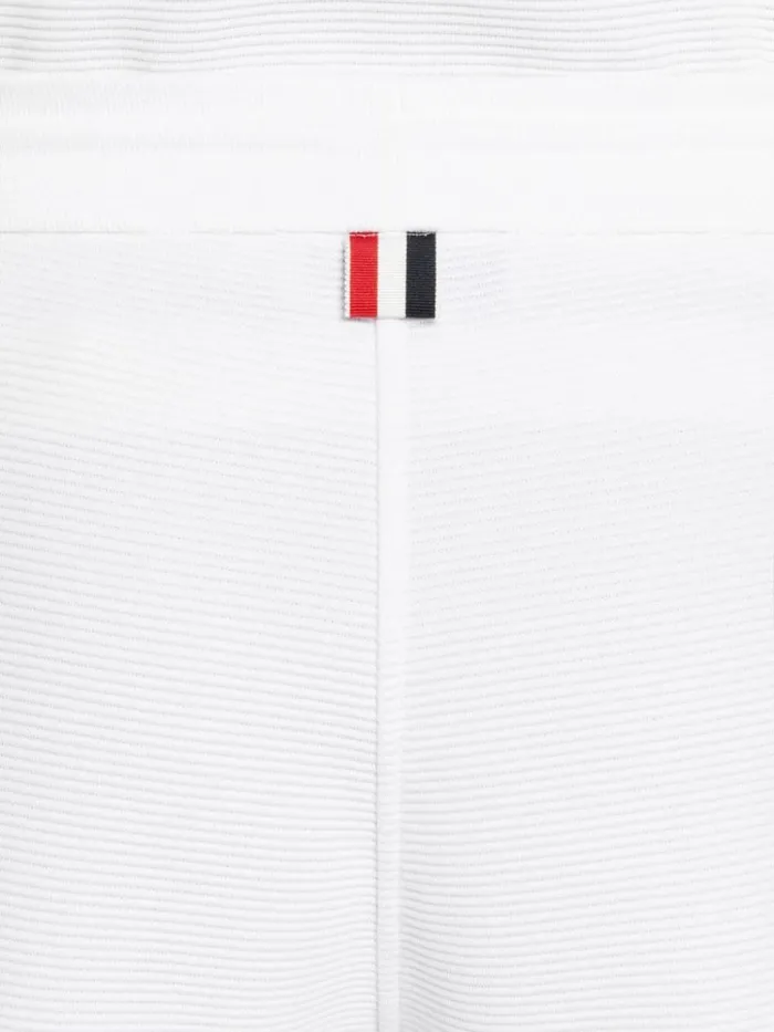 Ottoman Rib Stripe Hem Mid Thigh Short White Women Thom Browne Sweats