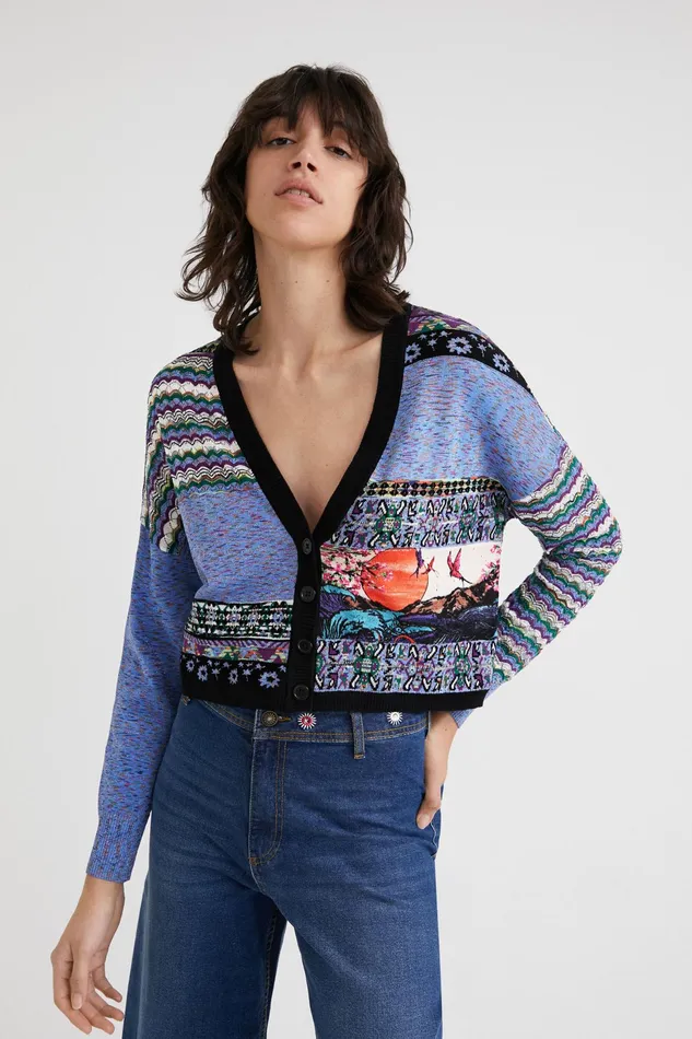 Oversized Short Cardigan Women Desigual Sweaters
