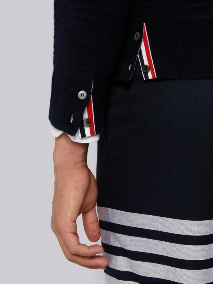Overwashed Cashmere 4bar Zip Up Hoodie Navy Men Thom Browne Sweats