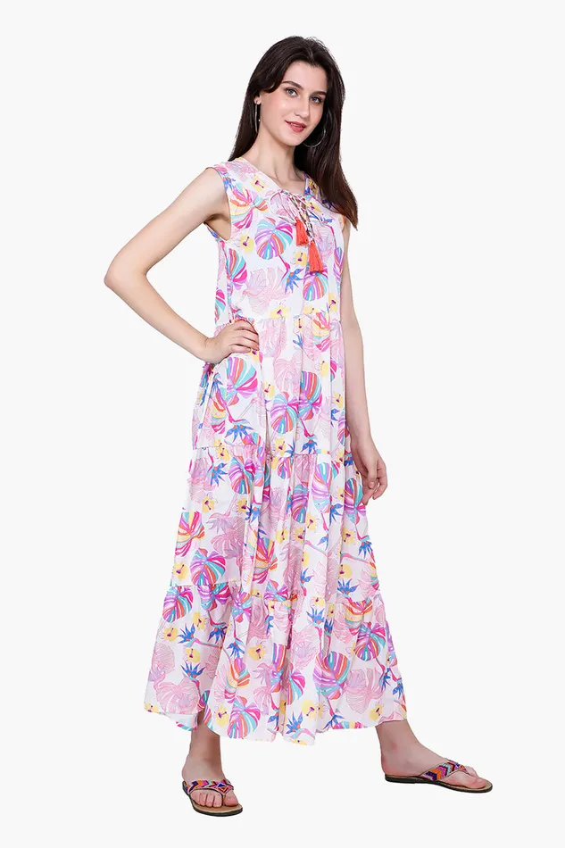 Palm Florals Tiered Maxi Dress Palm Florals Tiered Maxi Dress