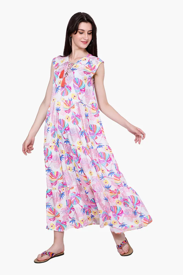 Palm Florals Tiered Maxi Dress Palm Florals Tiered Maxi Dress