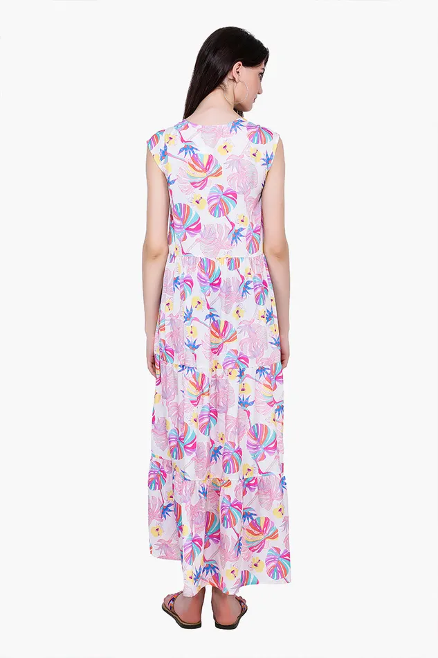 Palm Florals Tiered Maxi Dress Palm Florals Tiered Maxi Dress