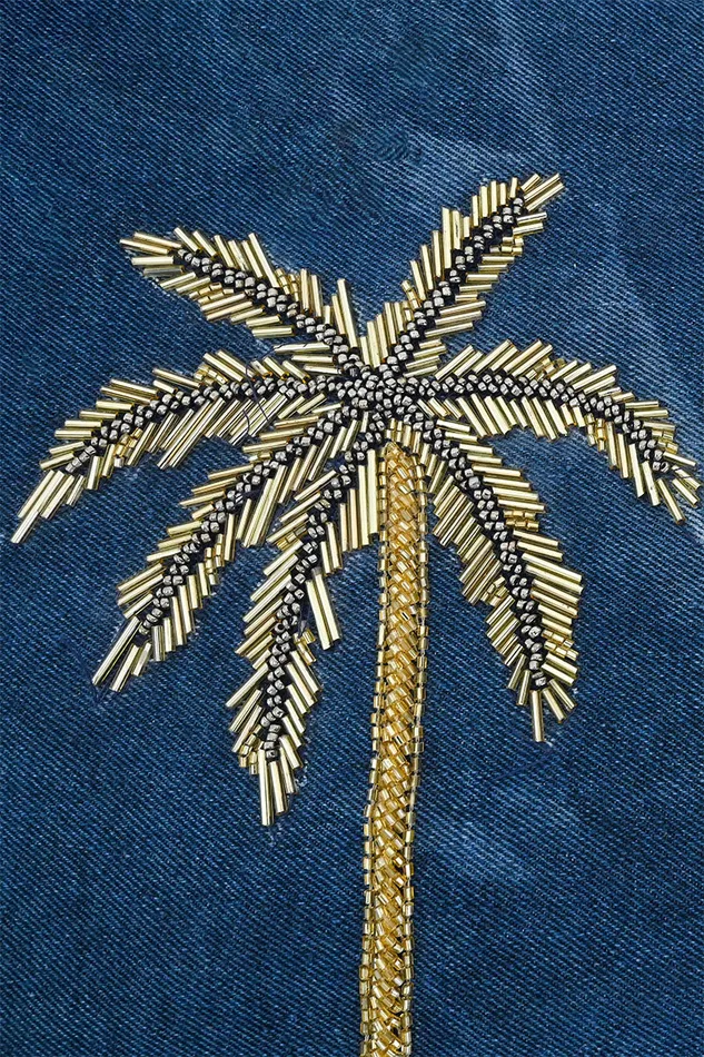 Palm Glitz Embellished Denim Tote Palm Glitz Embellished Denim Tote