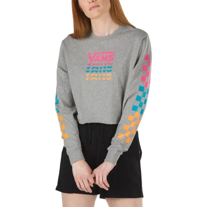 Panic Cropped Long Sleeve Tee Grey Heather TShirts and Tanks Vans Women