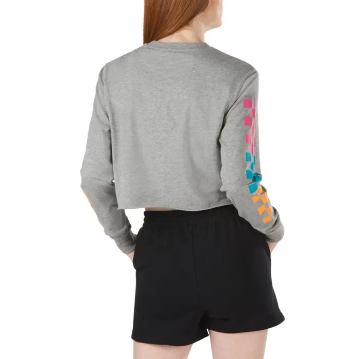 Panic Cropped Long Sleeve Tee Grey Heather TShirts and Tanks Vans Women Panic Cropped Long Sleeve Tee Grey Heather TShirts and Tanks Vans Women