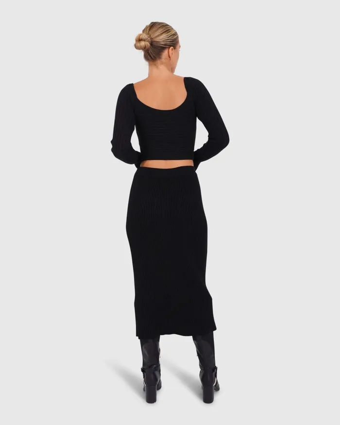 Pants and Skirts Women Belle and Bloom All My Life Knit Midi Skirt 8211 Black