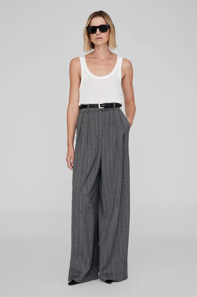 Pants Women ANINE BING Lou Trouser 8211 Black And Grey Stripe