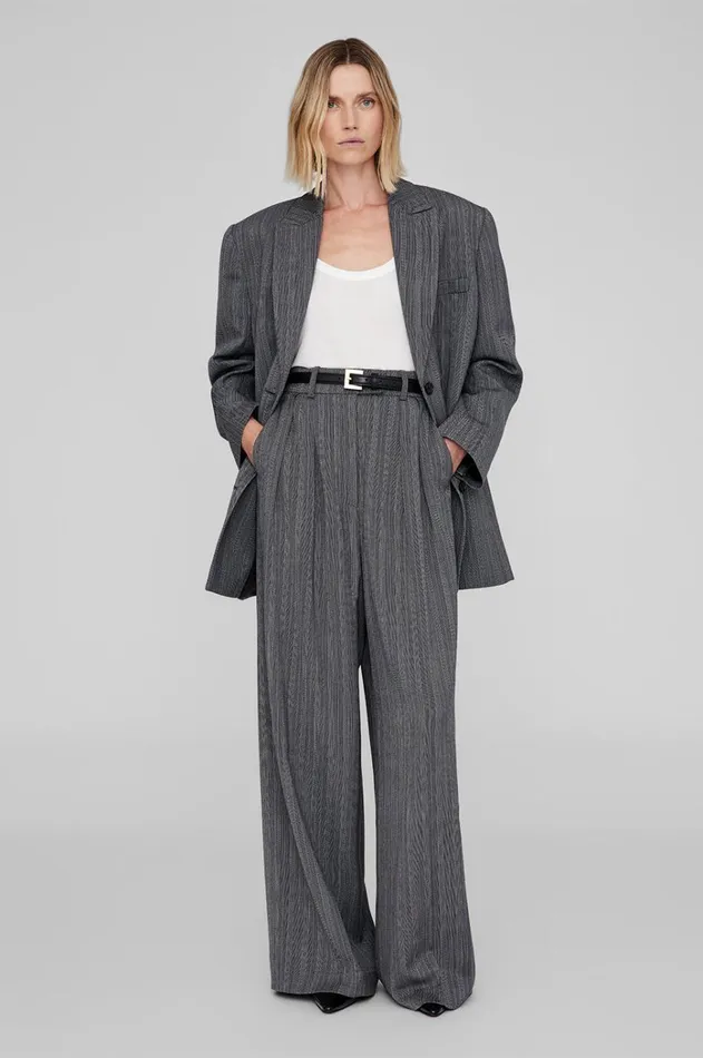 Pants Women ANINE BING Lou Trouser 8211 Black And Grey Stripe