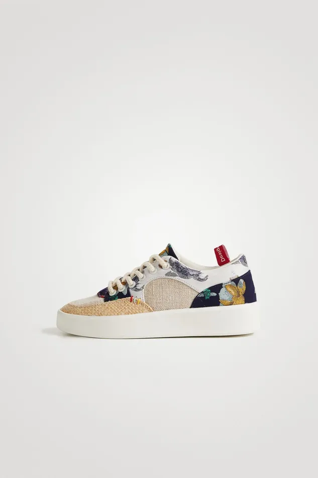 Patchwork Sneakers With Raffia Women Desigual Sneakers