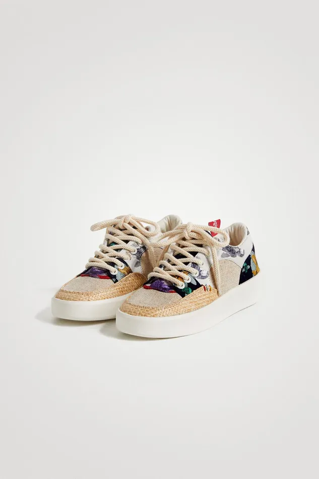 Patchwork Sneakers With Raffia Women Desigual Sneakers
