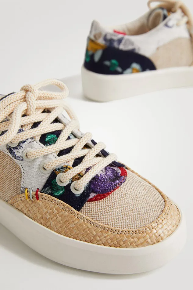 Patchwork Sneakers With Raffia Women Desigual Sneakers
