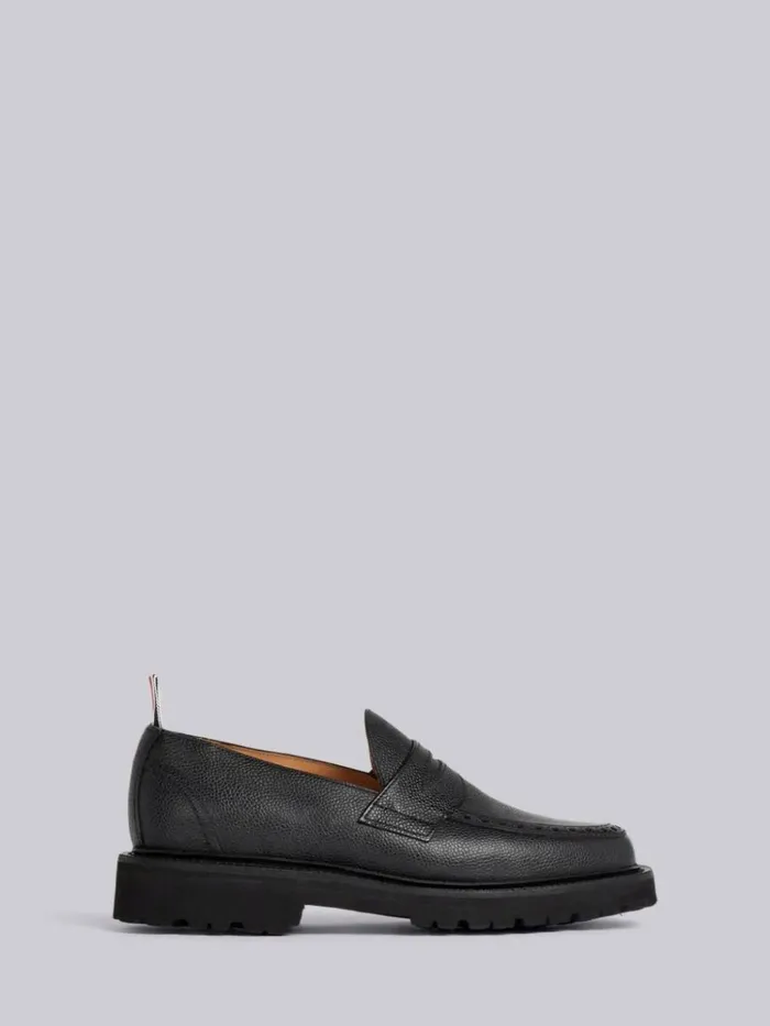 Pebble Grain Leather Commando Sole Penny Loafer Black Women Thom Browne Brogues and Loafers Pebble Grain Leather Commando Sole Penny Loafer Black Women Thom Browne Brogues and Loafers