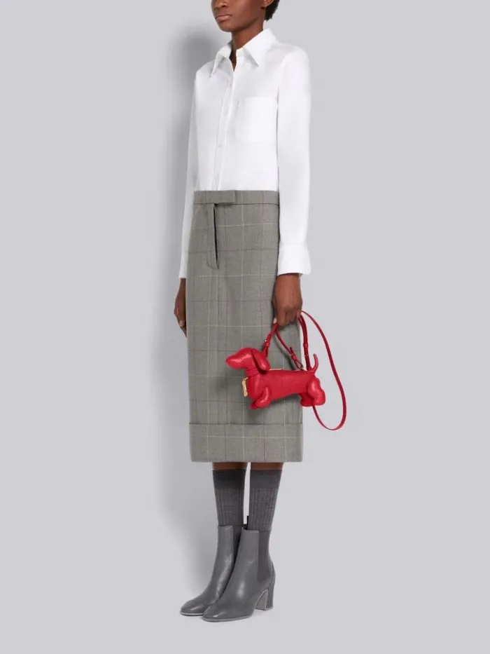 Pebble Grain Leather Mini Hector Bag Red Women Thom Browne Crossbody Bags