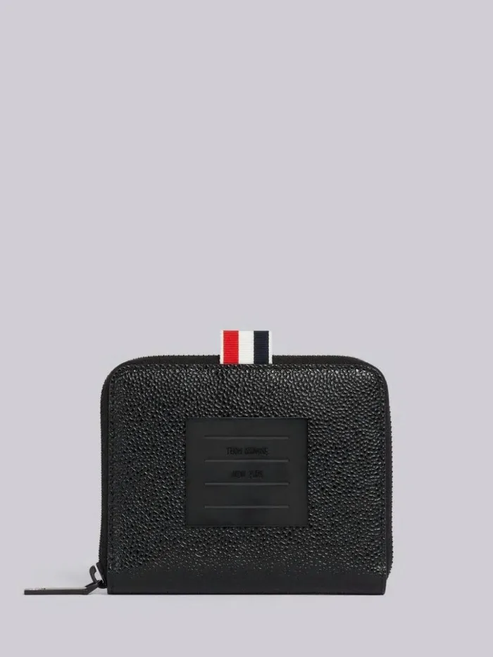Pebble Grain Leather Tonal 4bar Brass Label Short Zip Wallet Black Women Thom Browne Purses and Wallets Pebble Grain Leather Tonal 4bar Brass Label Short Zip Wallet Black Women Thom Browne Purses and Wallets